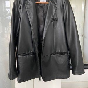 ZARA Faux Leather Black Blazer Oversized